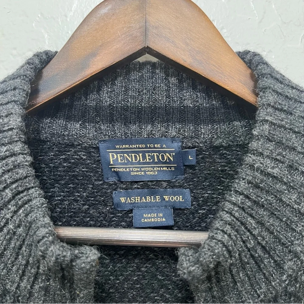 Pendleton Men’s 100% Shetland Wool Full Zip Sweater Sz L Washable Wool